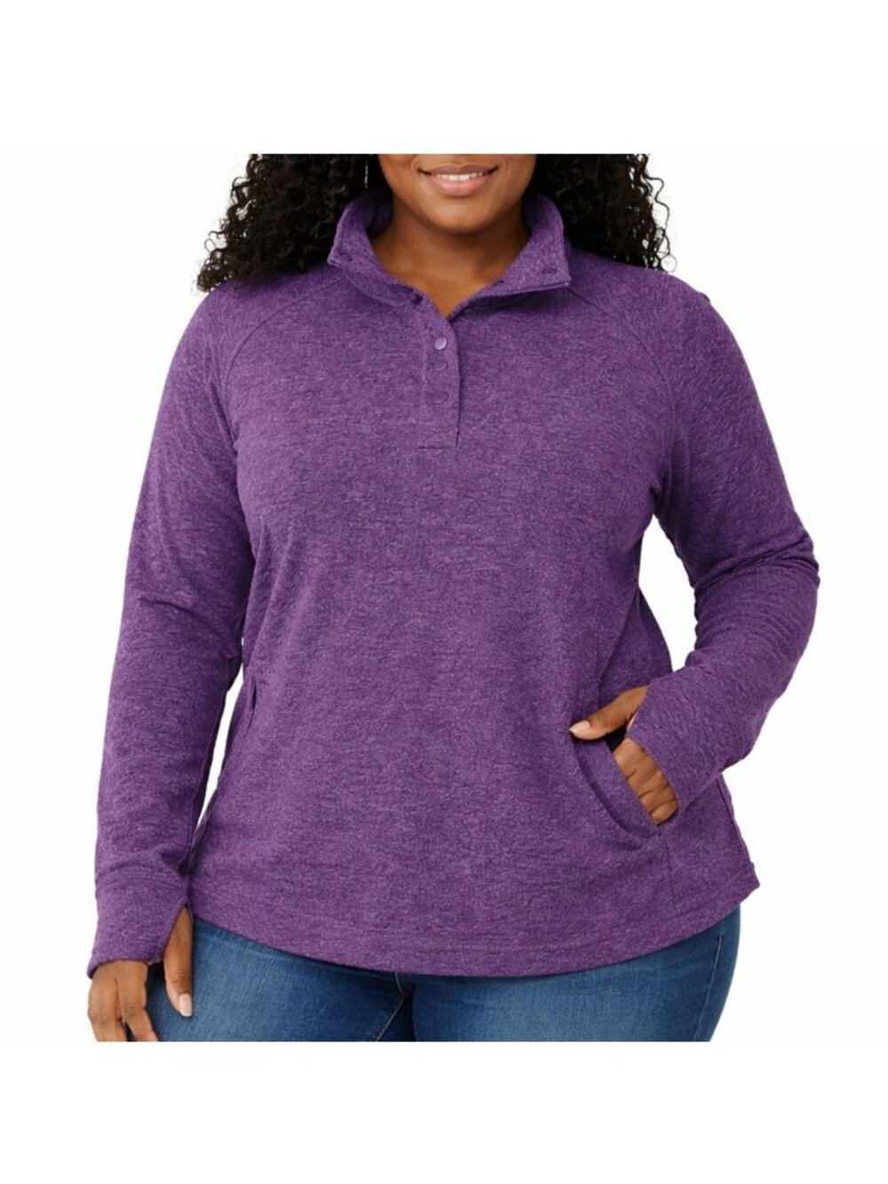 DULUTH TRADING Women's EUC Frost Lake Fleece Pullover Marled Purple | Size S